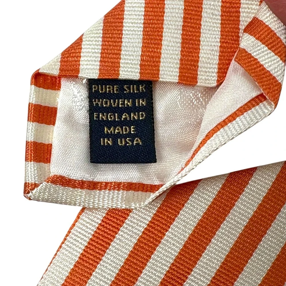Brooks Brothers Makers Rep Stripe‎ Silk Tie Orange Ivy Prep Made England